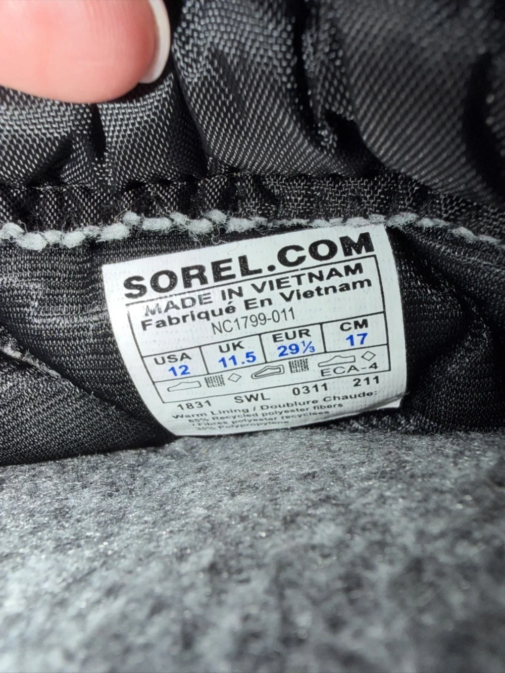 Sorel Cub Black Insulated Drawstring Winter Snow Rain Boots Kids Sz 12